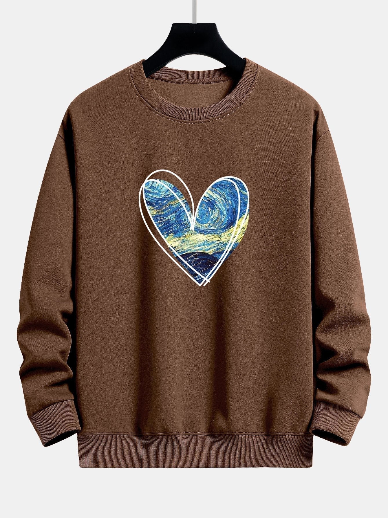 Starry Sky Heart Print Relax Fit Sweatshirt