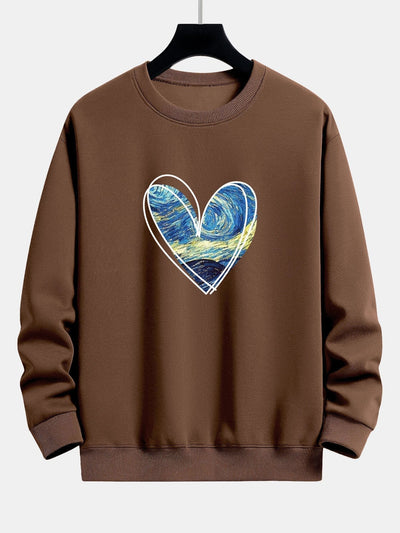 Starry Sky Heart Print Relax Fit Sweatshirt