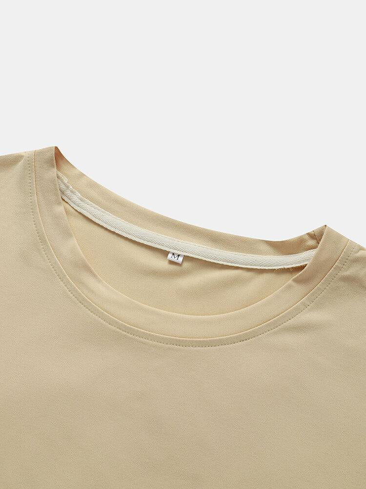 Solid Color Arc Hem T-Shirt