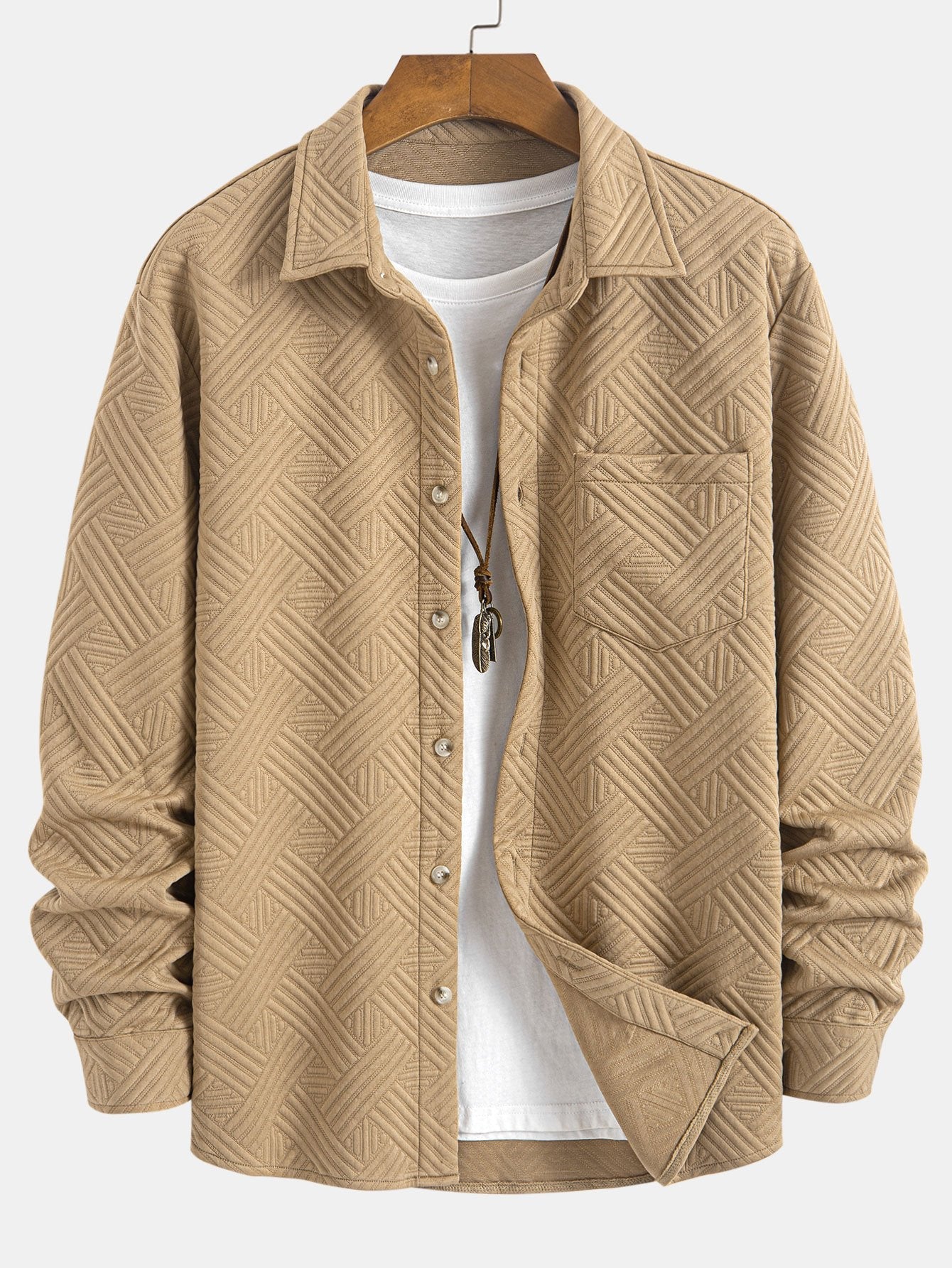 Striped Jacquard Button Up Shirt