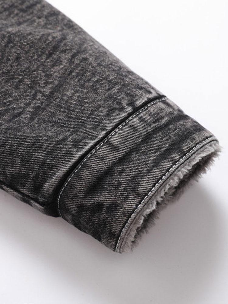 Teddy Lined Washed Denim Jacket