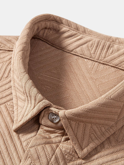 Texture Jacquard Button Up Shirt & Shorts