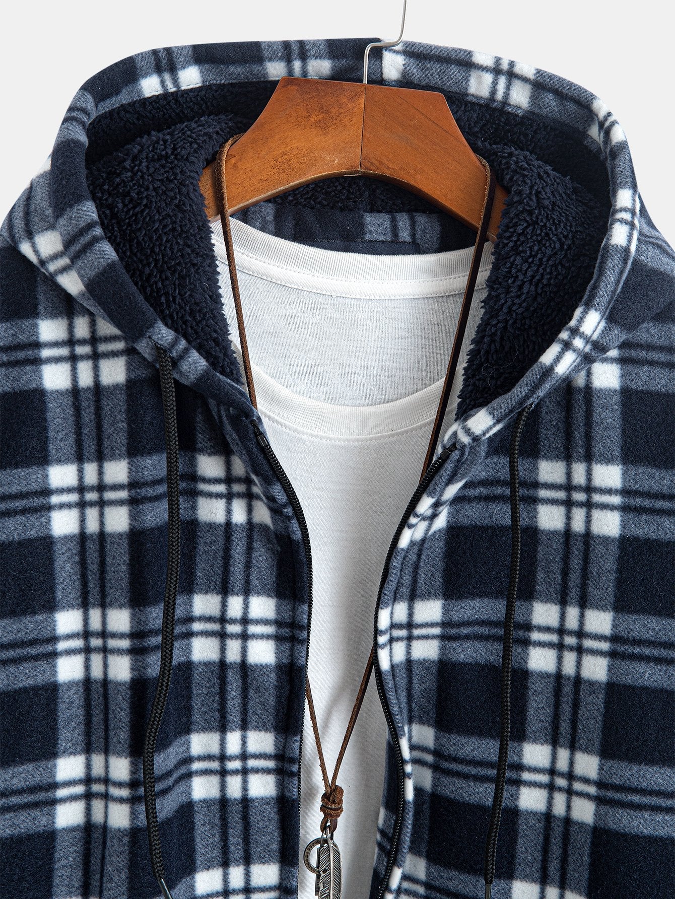 Teddy Fleece Lined Flannel Plaid Hoodie