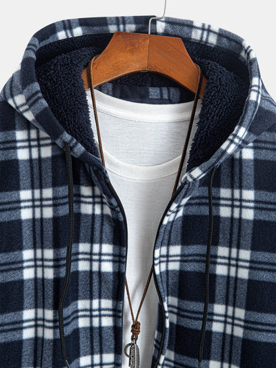 Teddy Fleece Lined Flannel Plaid Hoodie