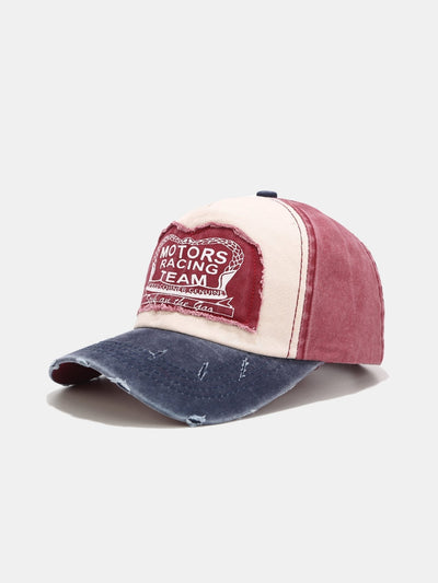 Slogan Patch Washed Distressed Baseball Cap