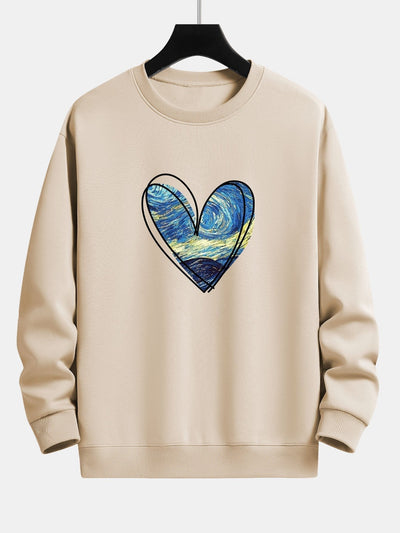 Starry Sky Heart Print Relax Fit Sweatshirt