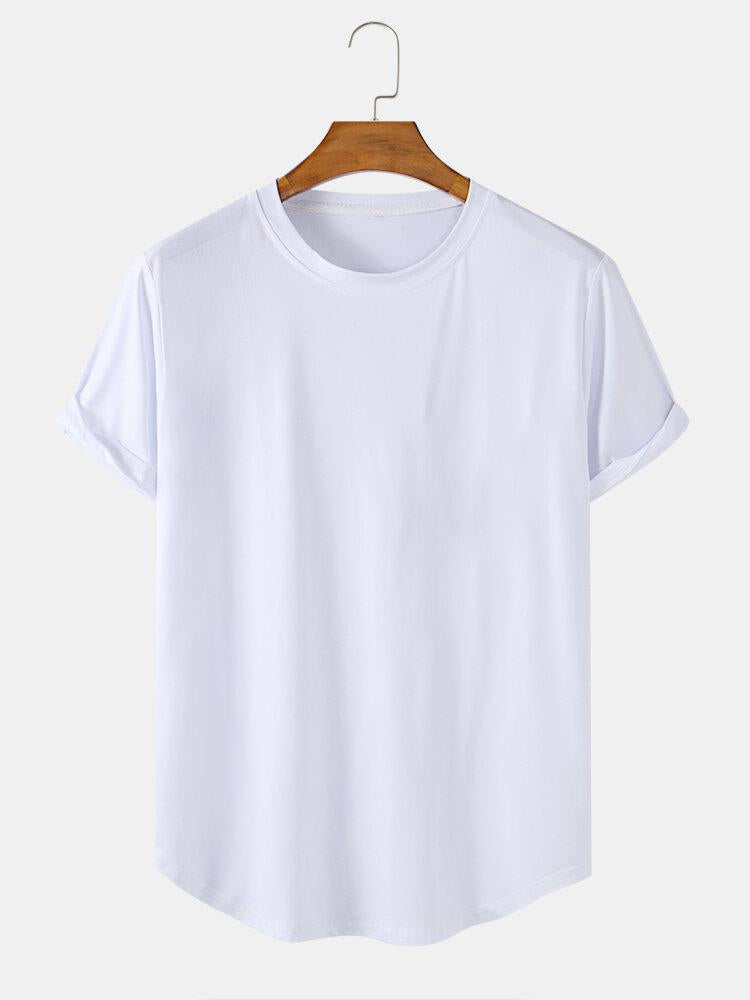 Solid Color Arc Hem T-Shirt