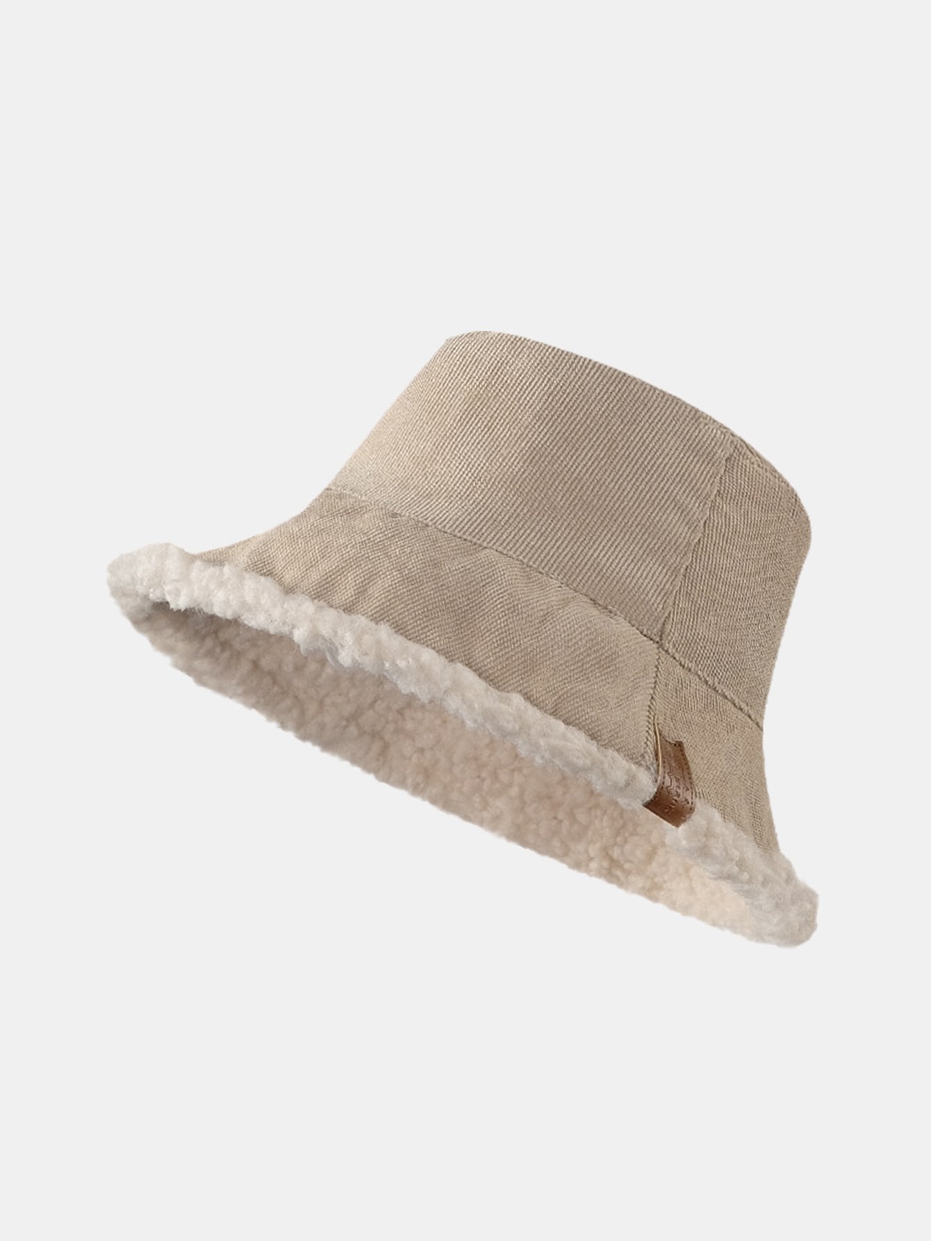 Thick And Warm Corduroy And Cashmere Splicing Multifunctional Soft Plush Bucket Cap Can Be Worn In Both Directions