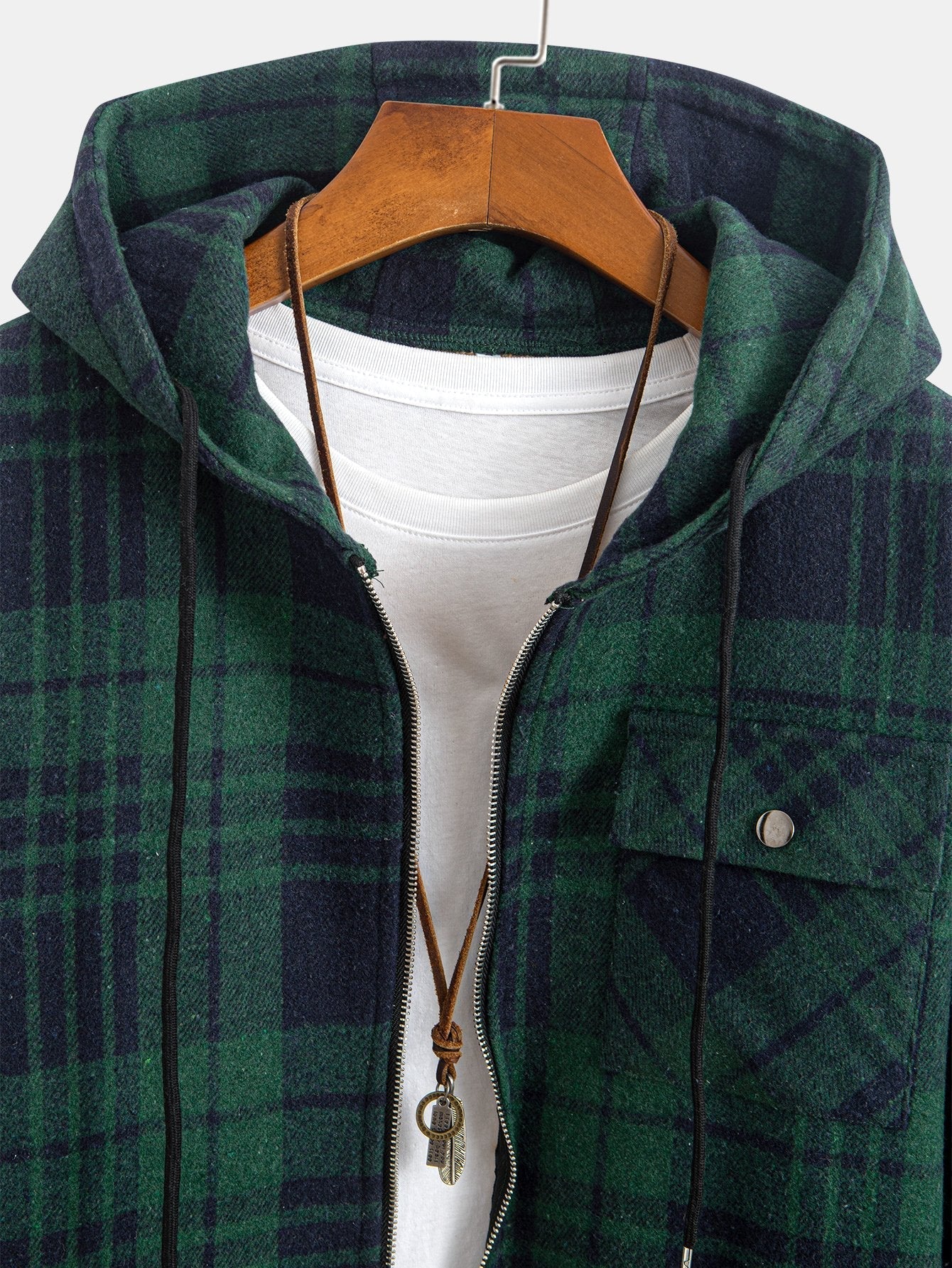 Teddy Lined Flannel Plaid Hooded Shirt