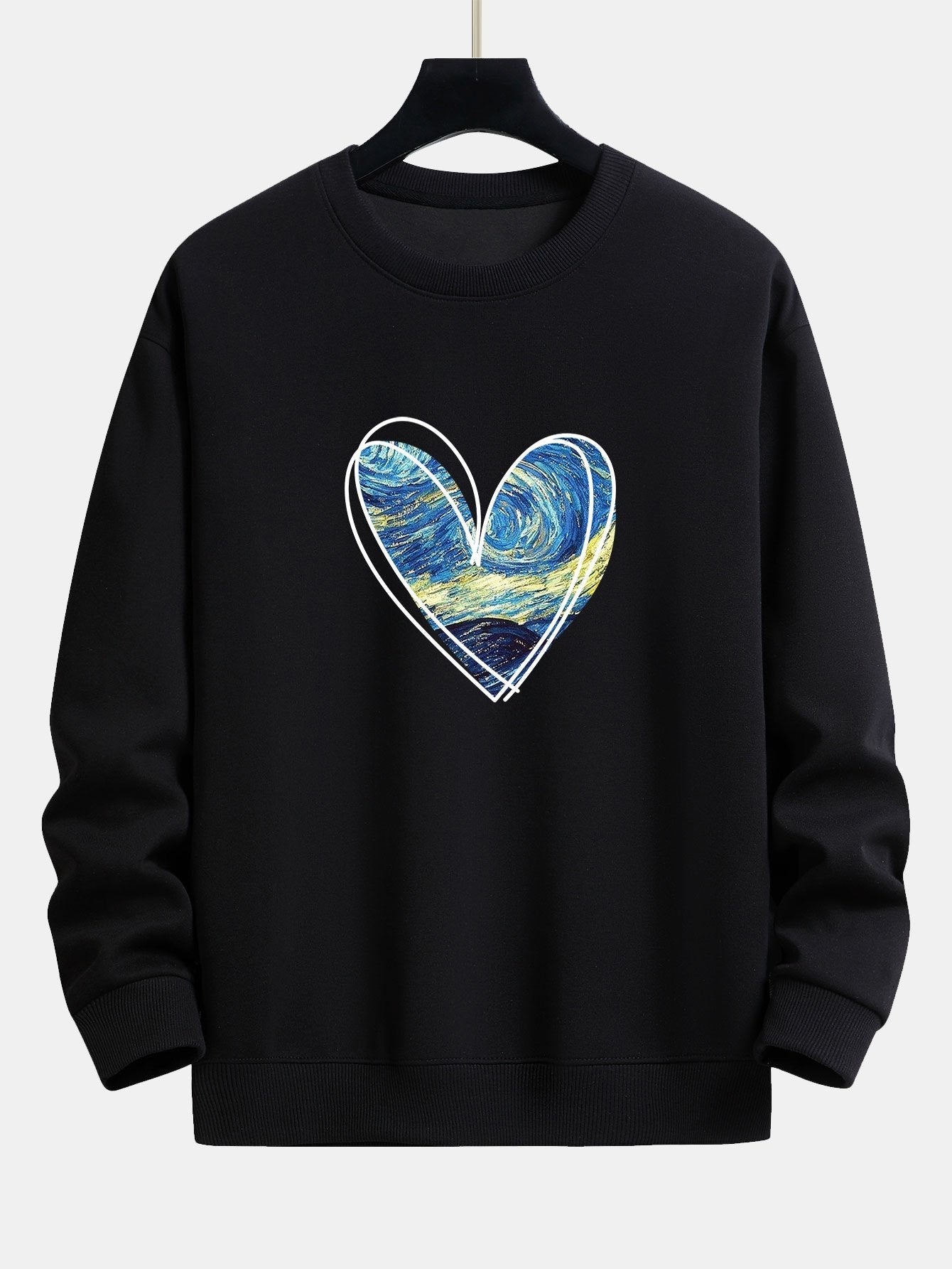 Starry Sky Heart Print Relax Fit Sweatshirt