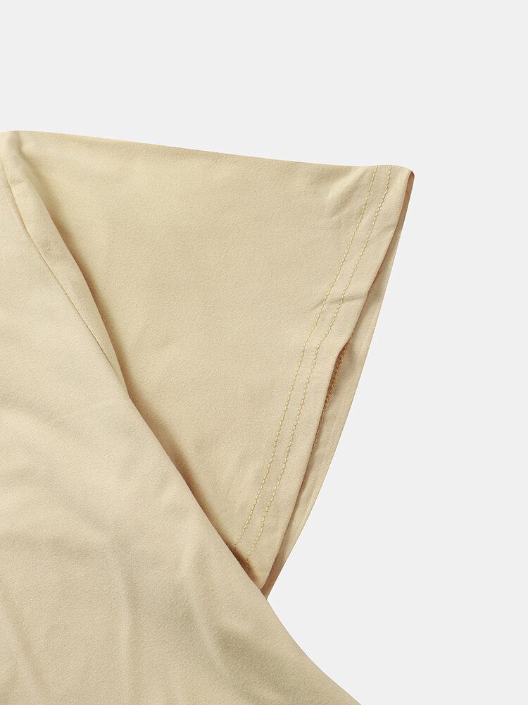 Solid Color Arc Hem T-Shirt