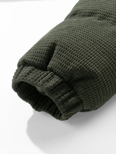 Teddy Lined Corduroy Hooded Puffer Coat