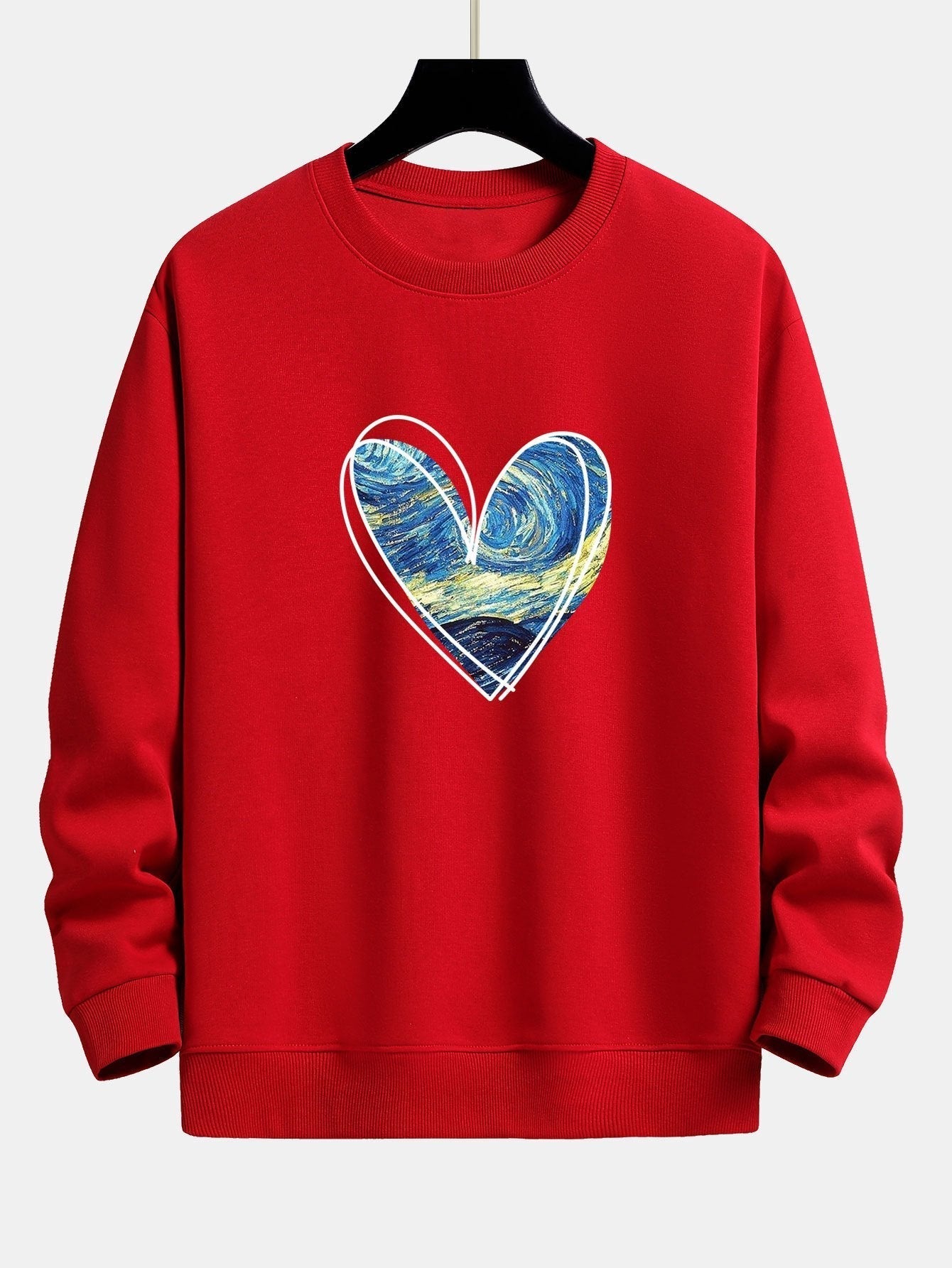 Starry Sky Heart Print Relax Fit Sweatshirt