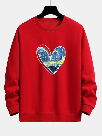 Starry Sky Heart Print Relax Fit Sweatshirt