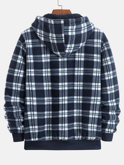 Teddy Fleece Lined Flannel Plaid Hoodie