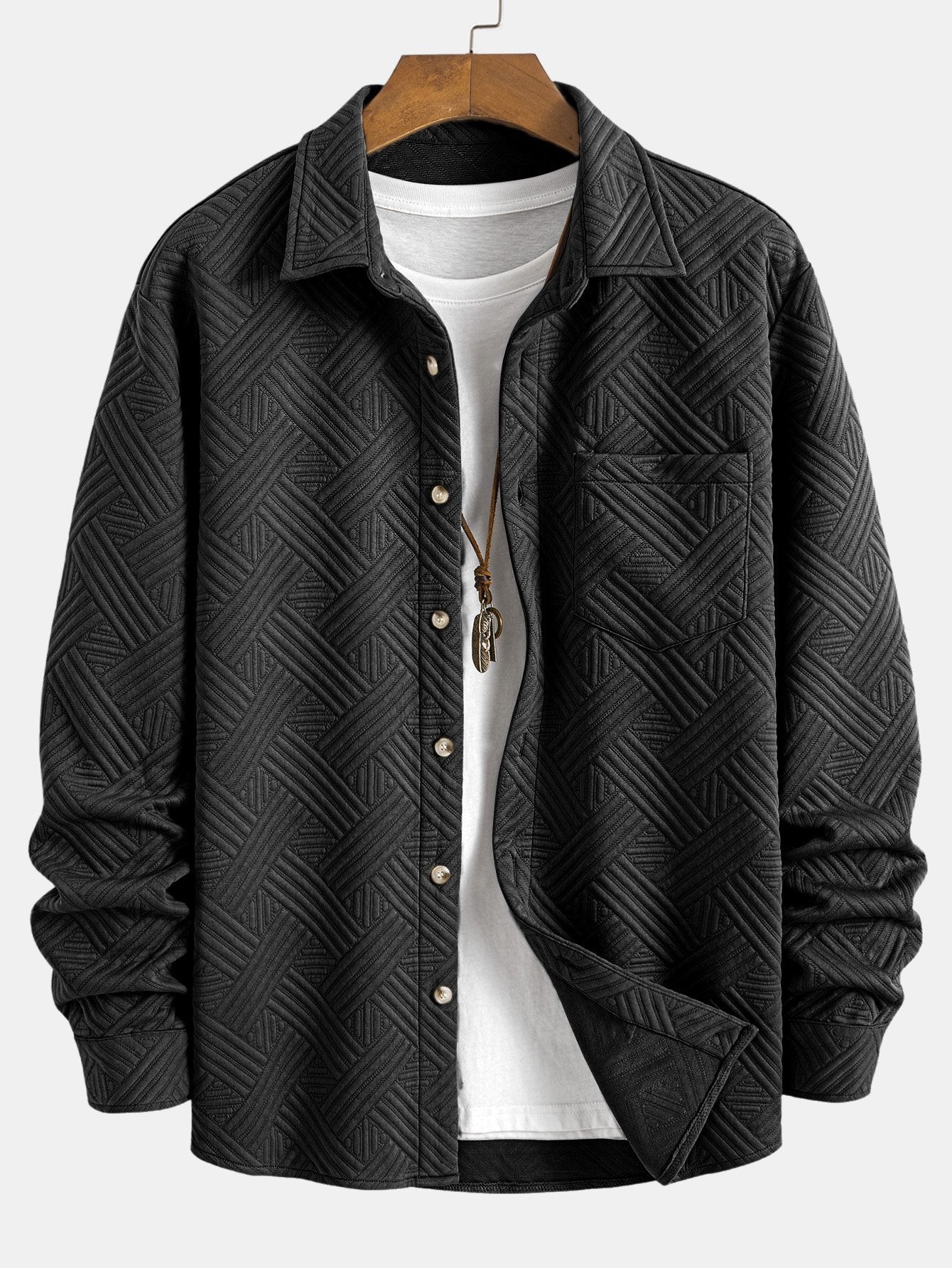 Striped Jacquard Button Up Shirt