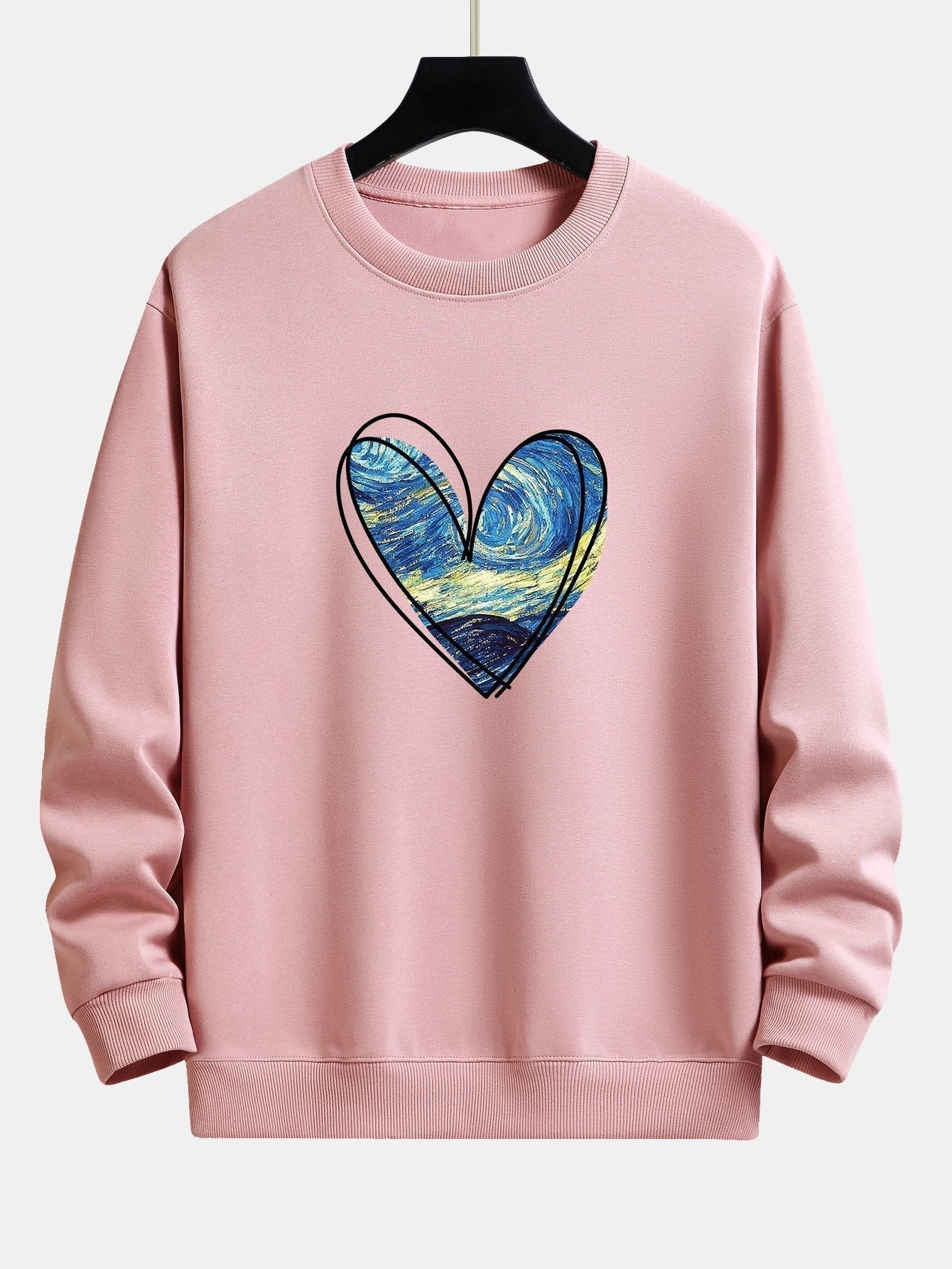 Starry Sky Heart Print Relax Fit Sweatshirt