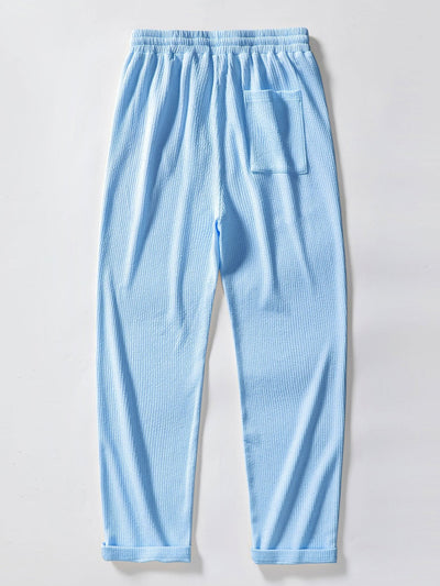 Short Sleeved V-Neck Ribbed Polo & Straight Leg Ribbed Pants