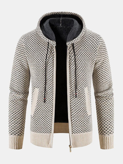 Teddy Lined Textured Hooded Sweater