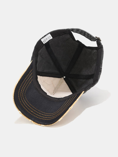 Slogan Patch Washed Distressed Baseball Cap
