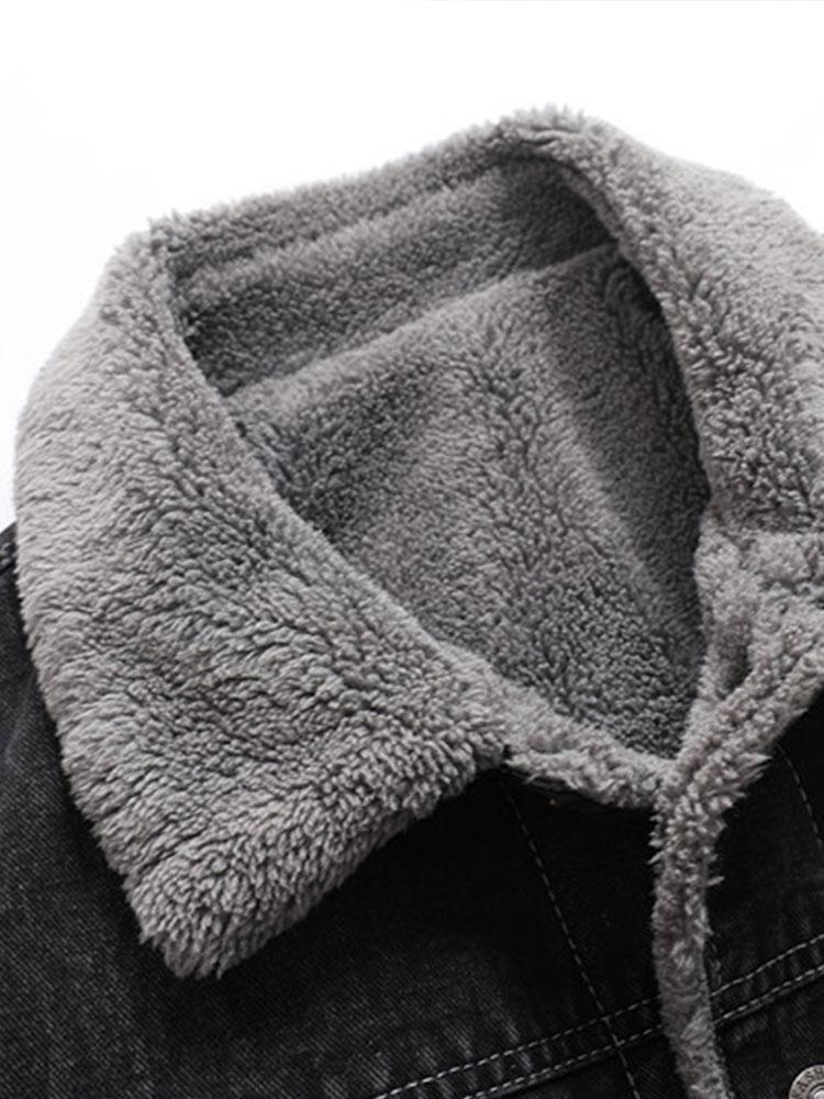 Teddy Lined Washed Denim Jacket