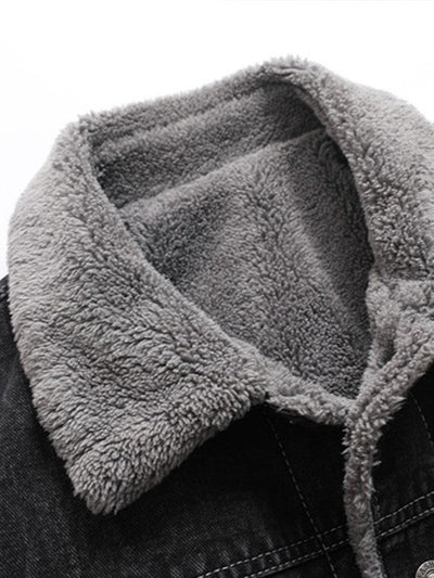 Teddy Lined Washed Denim Jacket