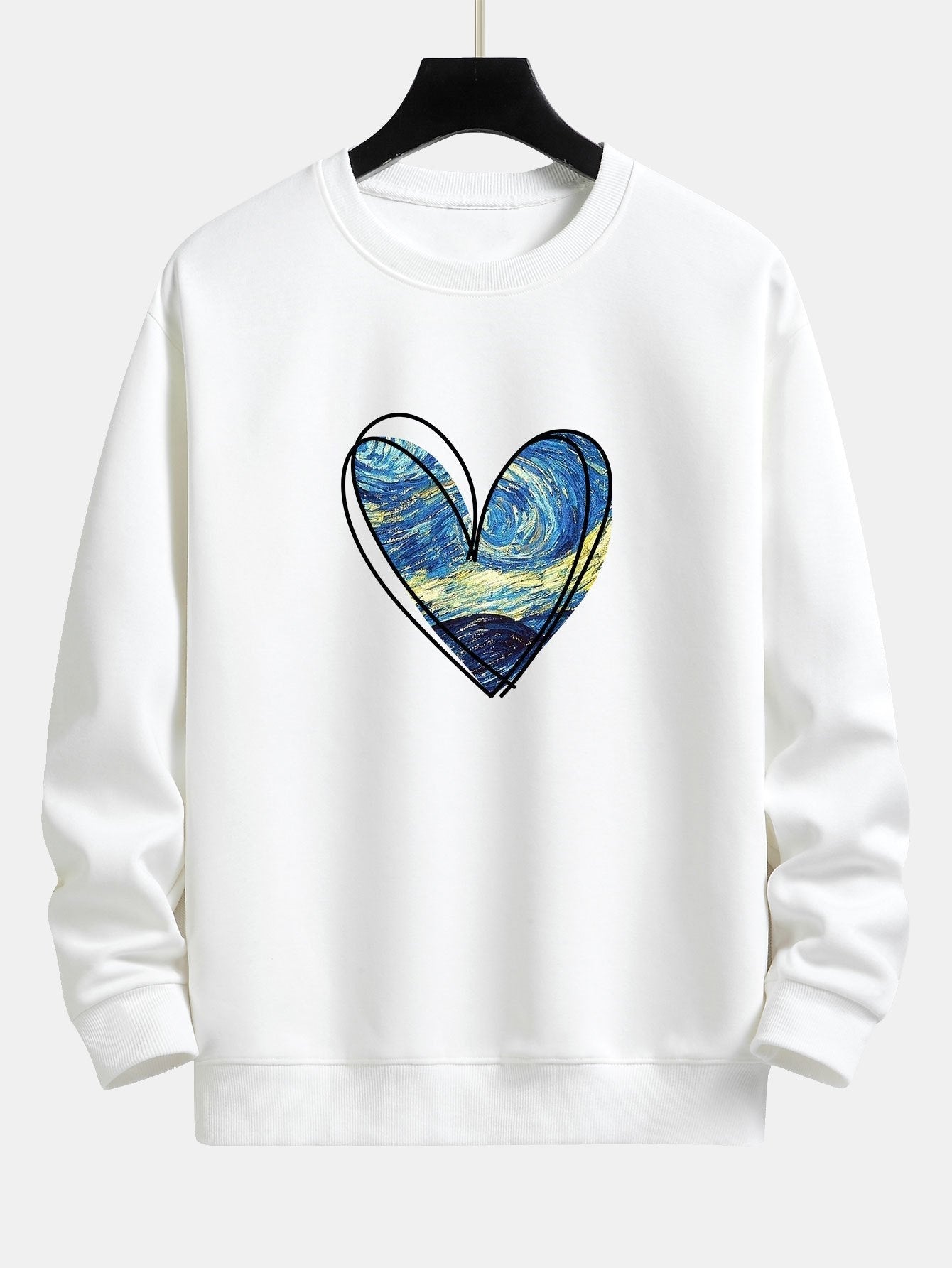 Starry Sky Heart Print Relax Fit Sweatshirt