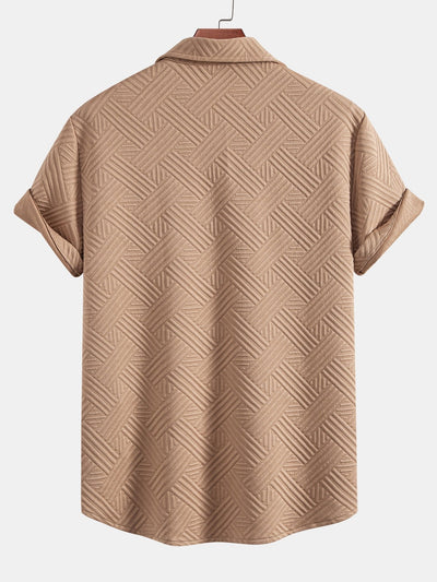 Texture Jacquard Button Up Shirt & Shorts