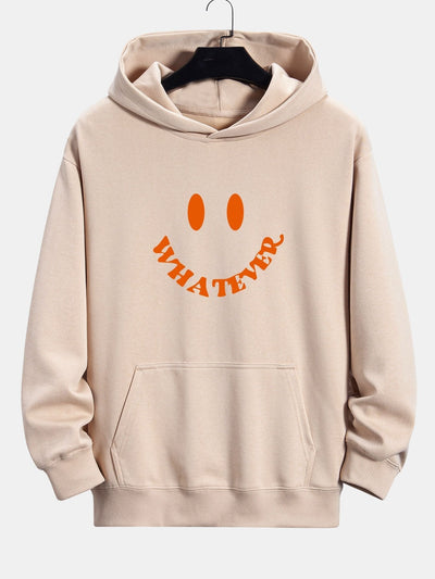Smiley Face Slogan Print Relax Fit Hoodie