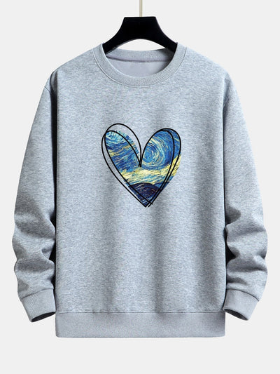 Starry Sky Heart Print Relax Fit Sweatshirt