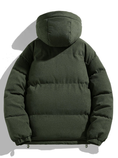 Teddy Lined Corduroy Hooded Puffer Coat