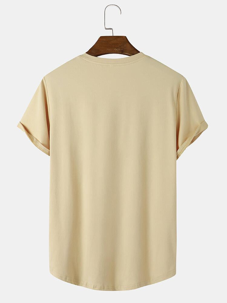 Solid Color Arc Hem T-Shirt