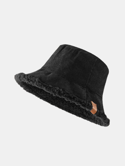 Thick And Warm Corduroy And Cashmere Splicing Multifunctional Soft Plush Bucket Cap Can Be Worn In Both Directions