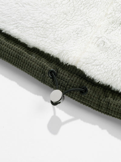 Teddy Lined Corduroy Hooded Puffer Coat