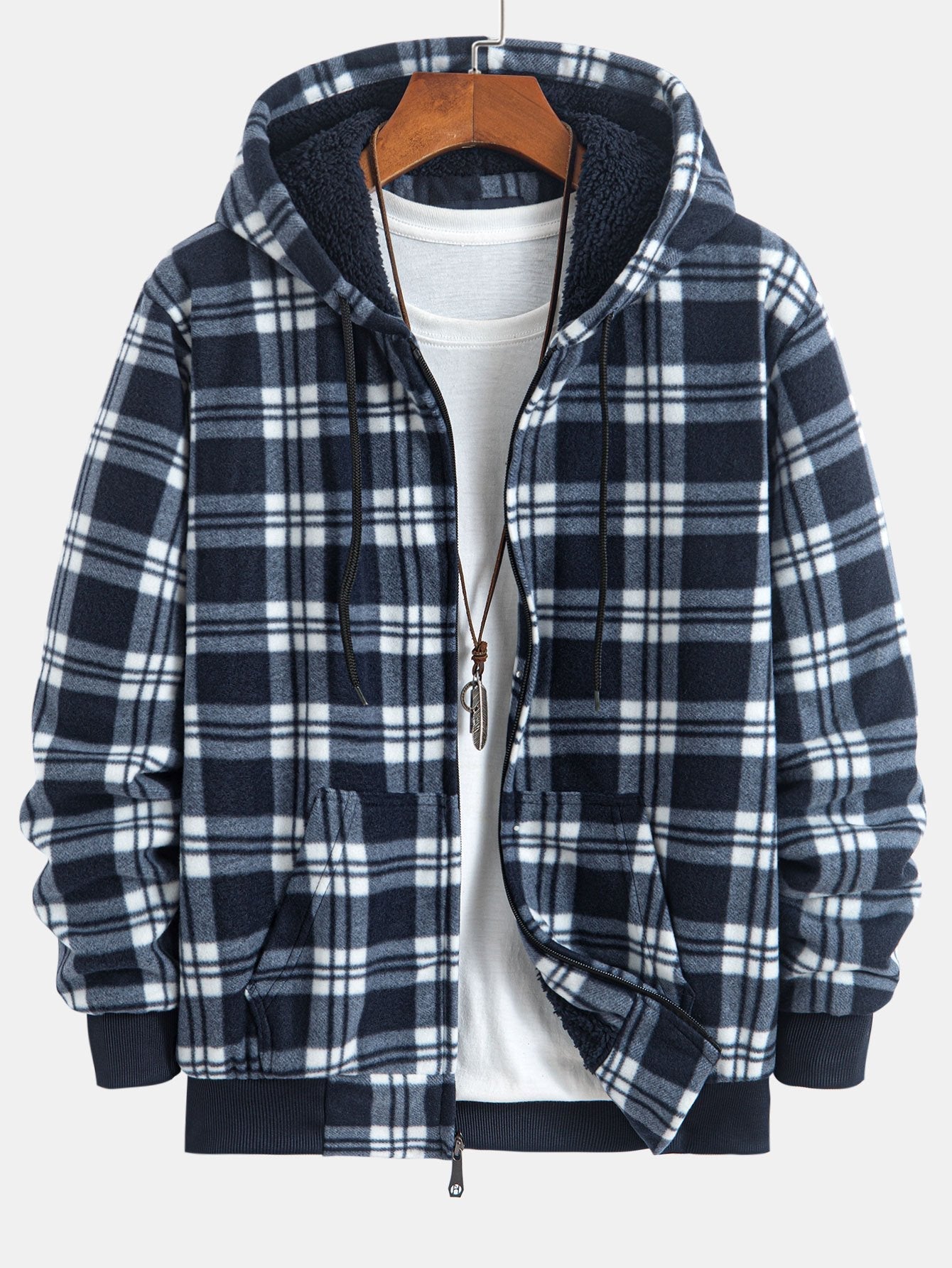 Teddy Fleece Lined Flannel Plaid Hoodie