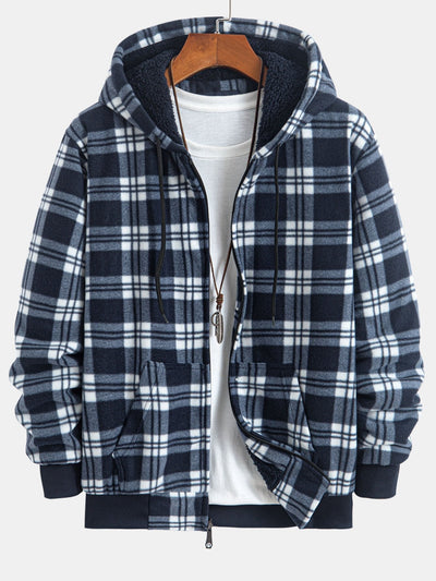 Teddy Fleece Lined Flannel Plaid Hoodie