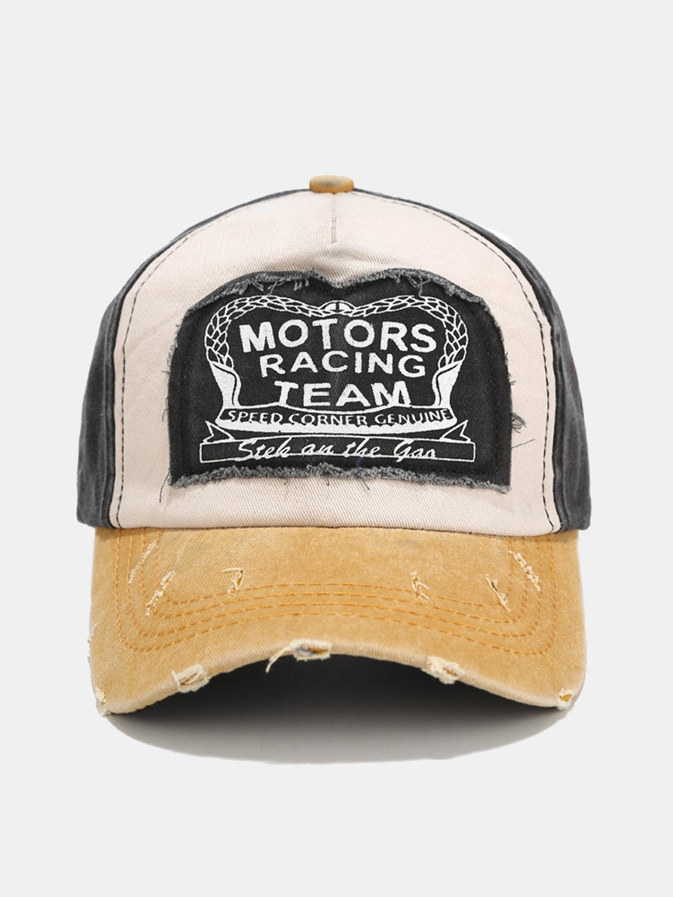 Slogan Patch Washed Distressed Baseball Cap