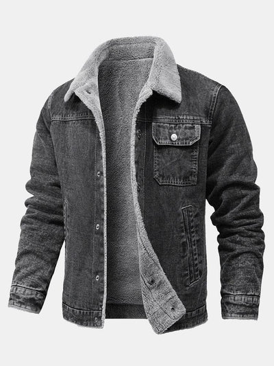 Teddy Lined Washed Denim Jacket