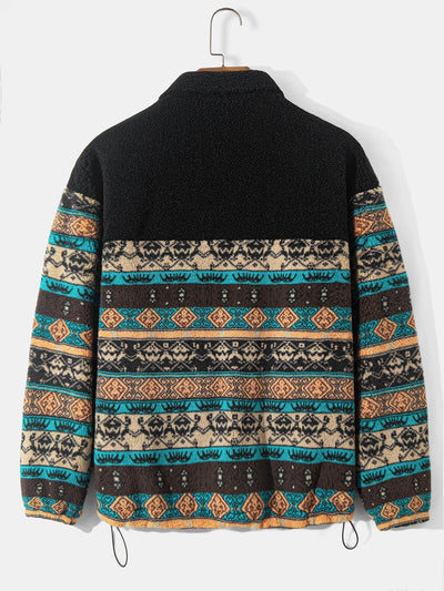 Teddy Fleece Ethnic Print Coat