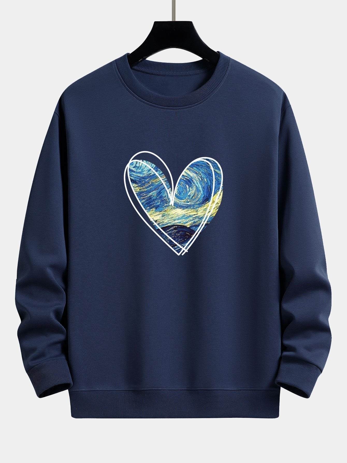 Starry Sky Heart Print Relax Fit Sweatshirt