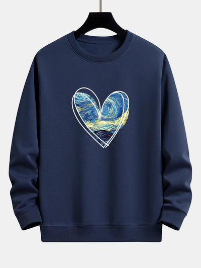 Starry Sky Heart Print Relax Fit Sweatshirt