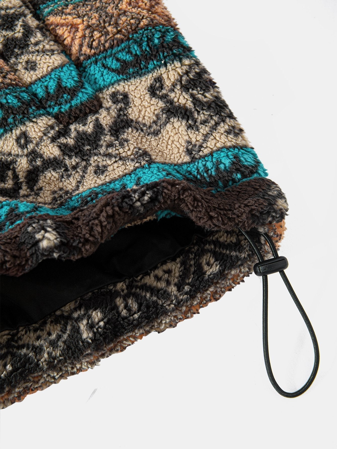 Teddy Fleece Ethnic Print Coat