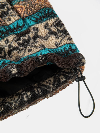 Teddy Fleece Ethnic Print Coat