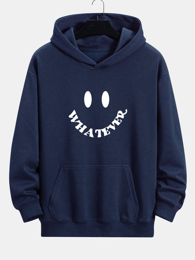 Smiley Face Slogan Print Relax Fit Hoodie