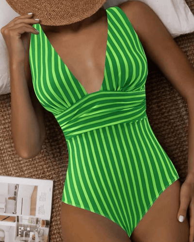 Maillot de Bain Élégant à Rayures pour Femmes