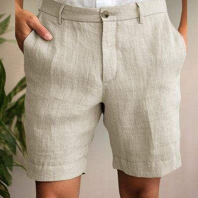 Short en Lin Léger pour Homme avec Poches Avant