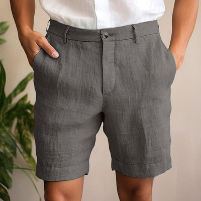 Short en Lin Léger pour Homme avec Poches Avant