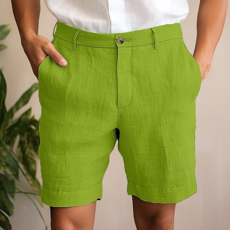 Short en Lin Léger pour Homme avec Poches Avant