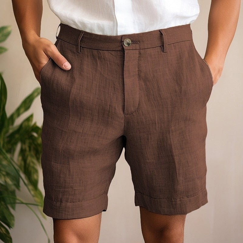 Short en Lin Léger pour Homme avec Poches Avant