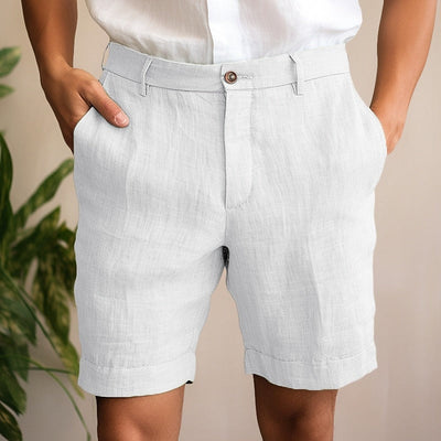 Short en Lin Léger pour Homme avec Poches Avant